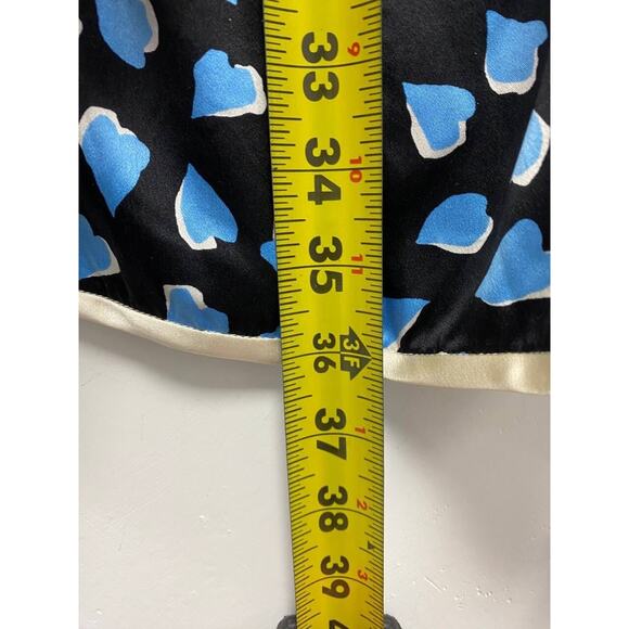 MARC JACOBS Black Blue Hearts 100% Silk Faux Wrap Mini Dress Size 10 A000415 - Picture 10 of 13